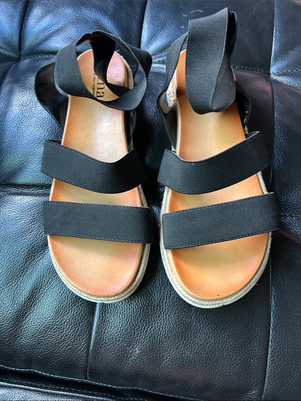 a.n.a Black Strappy Ankle-Wrap Sandals